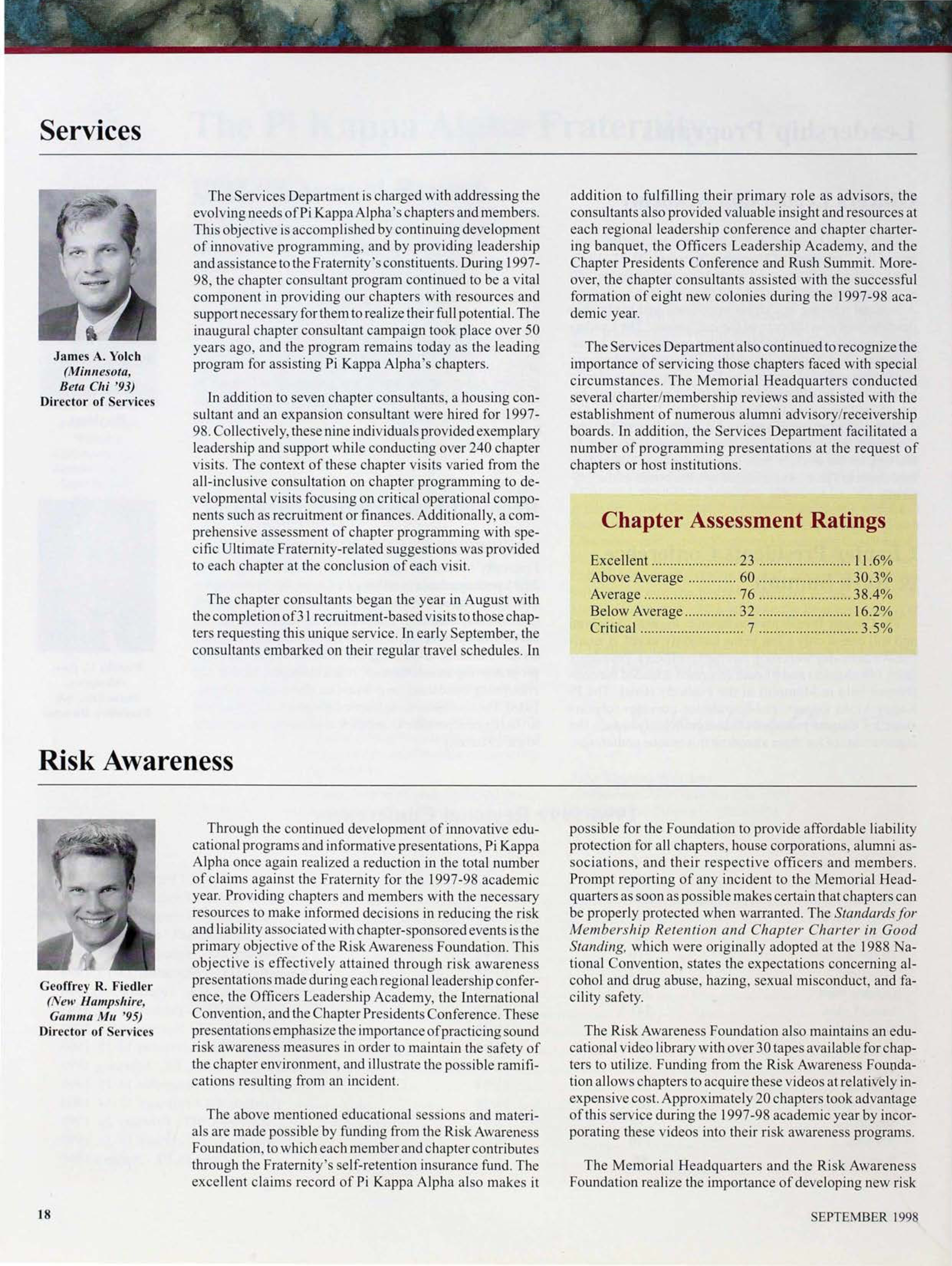 The Pi Kappa Alpha Fraternity: Risk Awareness, September 1998